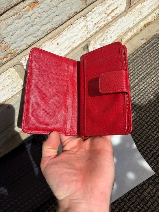 Prada Saffiano Leather Compact Wallet (snap closure zip coin compartment) - Picture 5 of 12